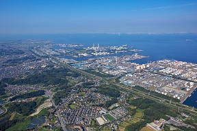 上空から見る袖ヶ浦市の写真